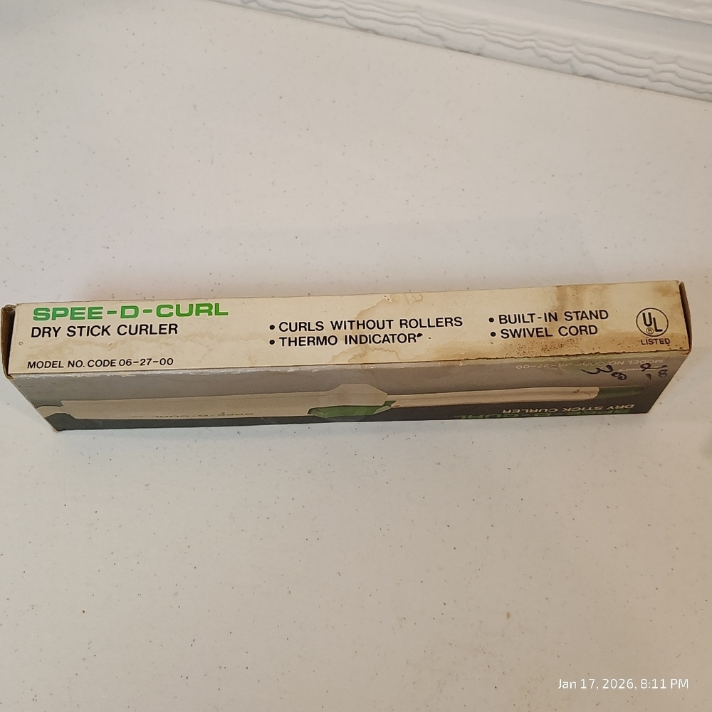 1970's Vtg Spee-d-Curl Dry Stick Curling Iron Barrel NEW Kmart MODEL NO.06-27-00 - Picture 3 of 7